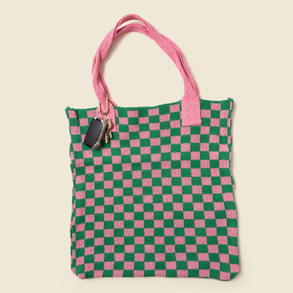 Pink and Green Checkered Everyday Tote Bag