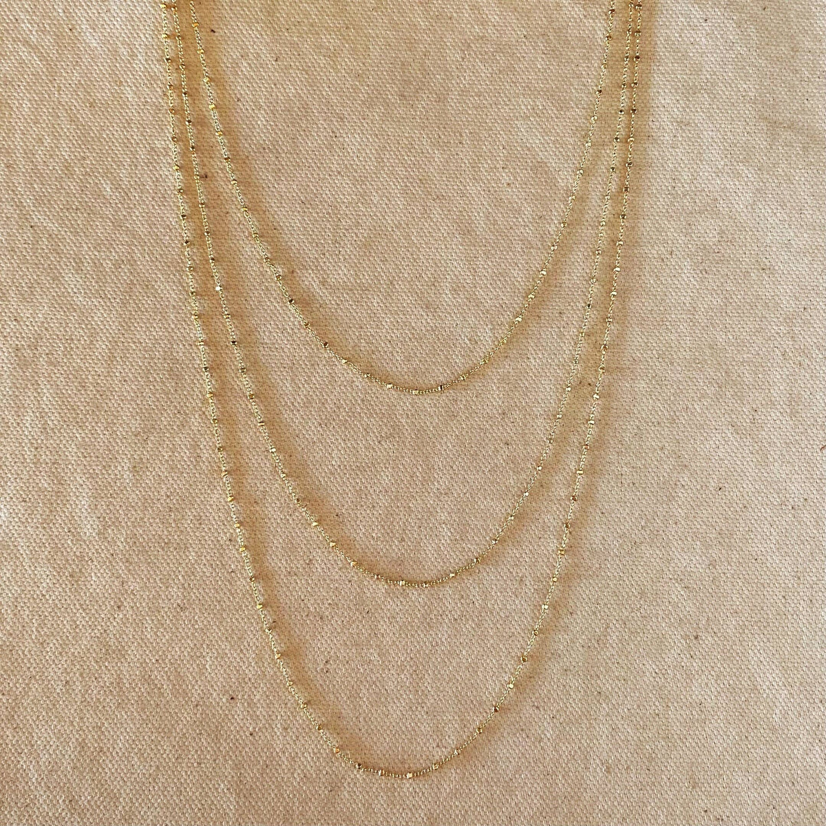 18k Gold Filled Spaced Beaded Chain Necklace