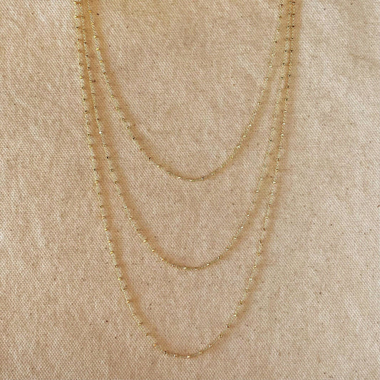 18k Gold Filled Spaced Beaded Chain Necklace