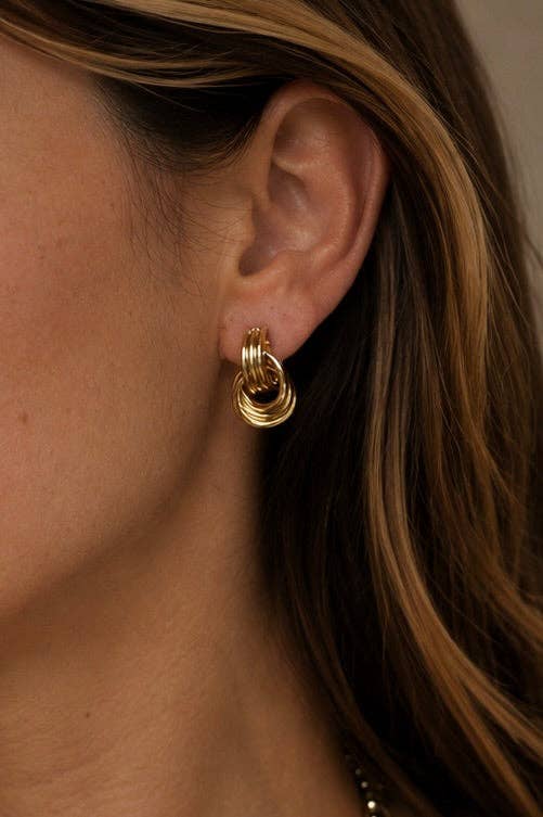 Gold Triple Knot Stud Earrings