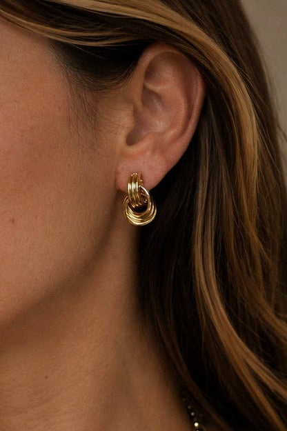 Gold Triple Knot Stud Earrings