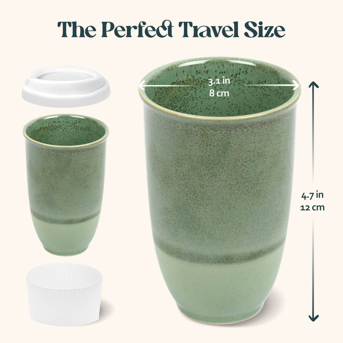Emerald Green 12oz Ceramic Travel Mug