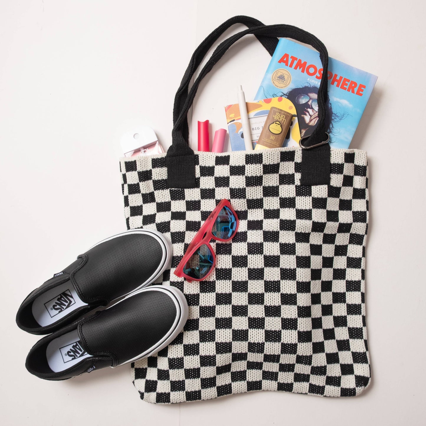 Black Checkered Tote Bag