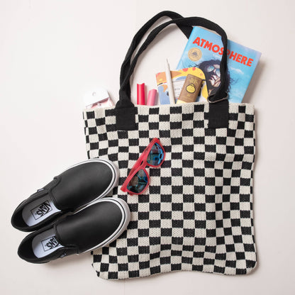 Black Checkered Tote Bag