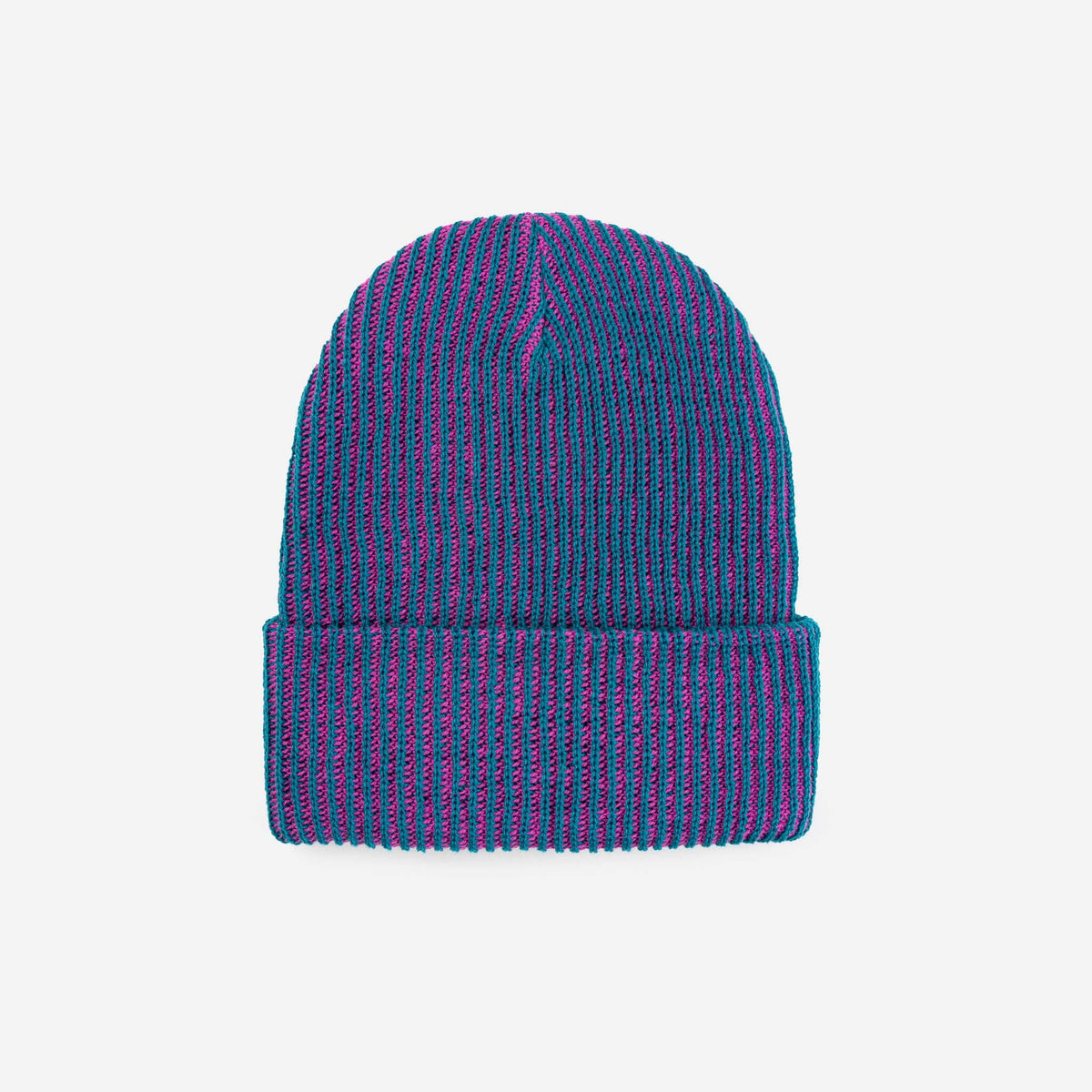 Two-Tone Rib Knit Beanie Unisex One Size