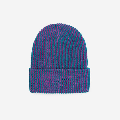 Two-Tone Rib Knit Beanie Unisex One Size
