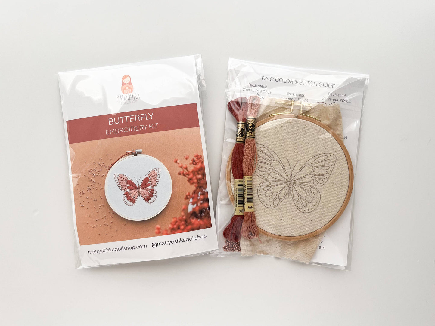 Butterfly Embroidery Kit, modern embroidery diy kit