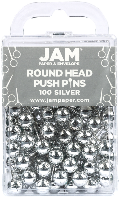 Silver Round Head Push Pins, 100 Pack