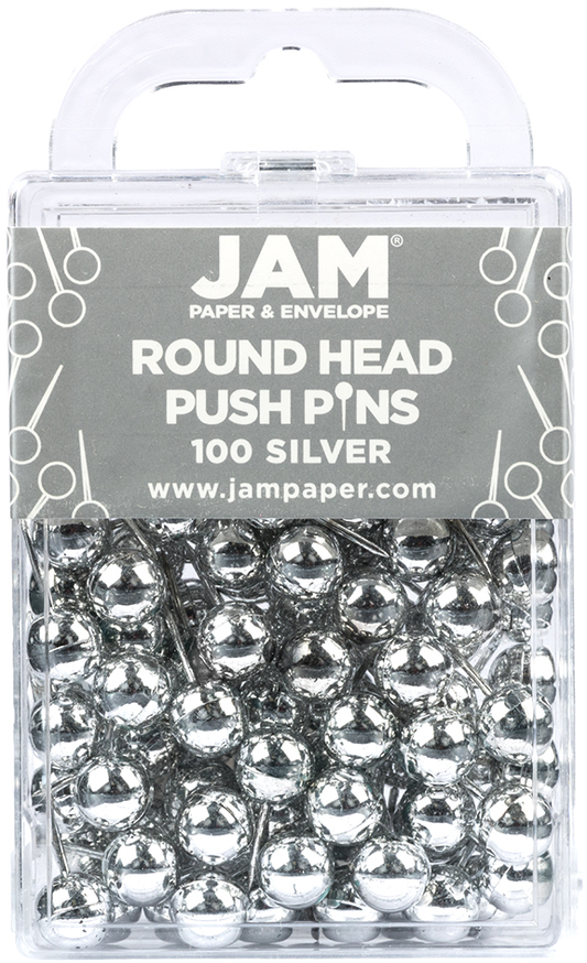 Silver Round Head Push Pins, 100 Pack