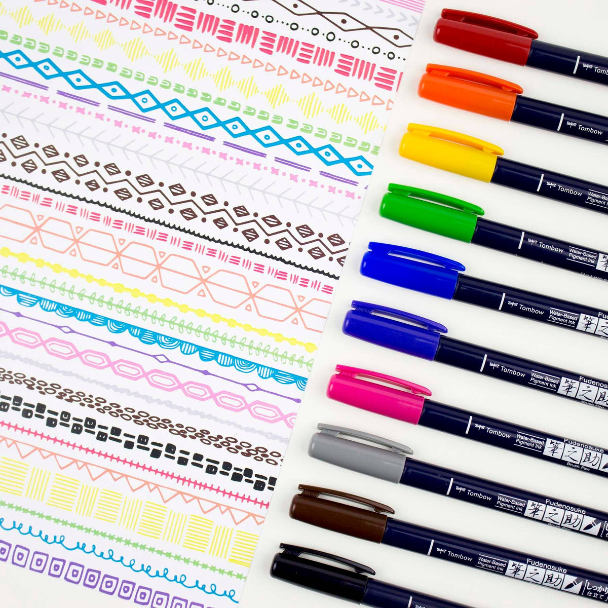 Tombow Fudenosuke Brush Pens, 10-Pack