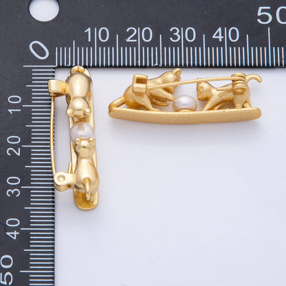 Gold Cat Pin Animal Brooch