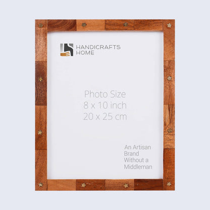 Handmade Wood Picture Frame with Brass Inlay