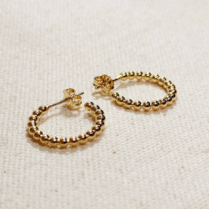 Dainty 18k Gold Filled Beaded Hoop Earrings
