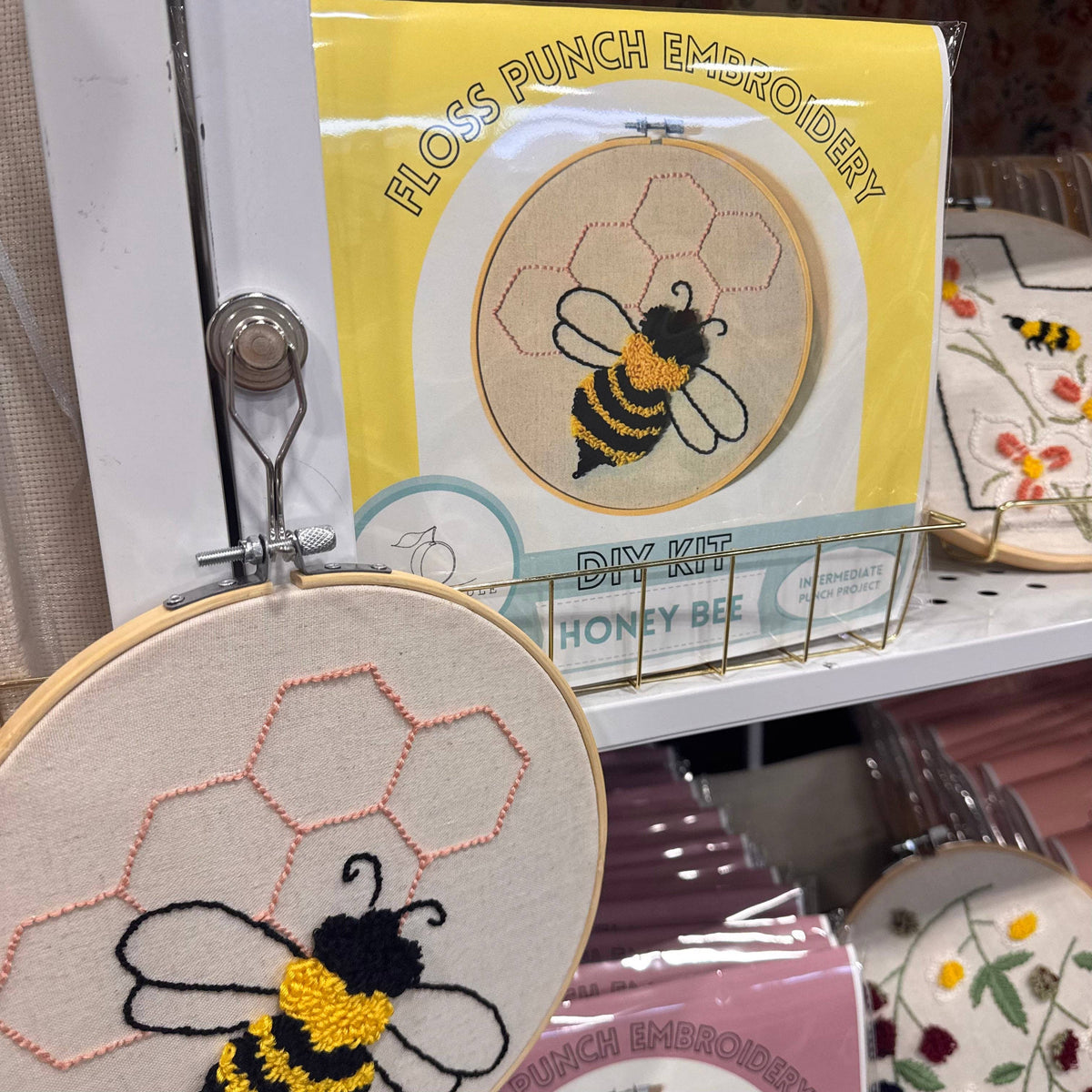 Honey Bee Punch Embroidery Kit with Floss