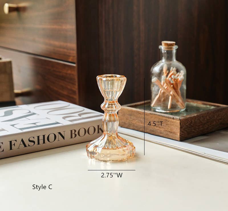 Amber Glass Taper Candle Holder