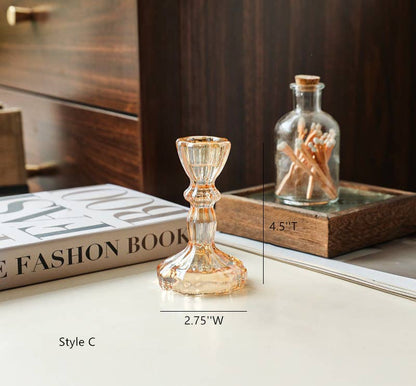 Amber Glass Taper Candle Holder