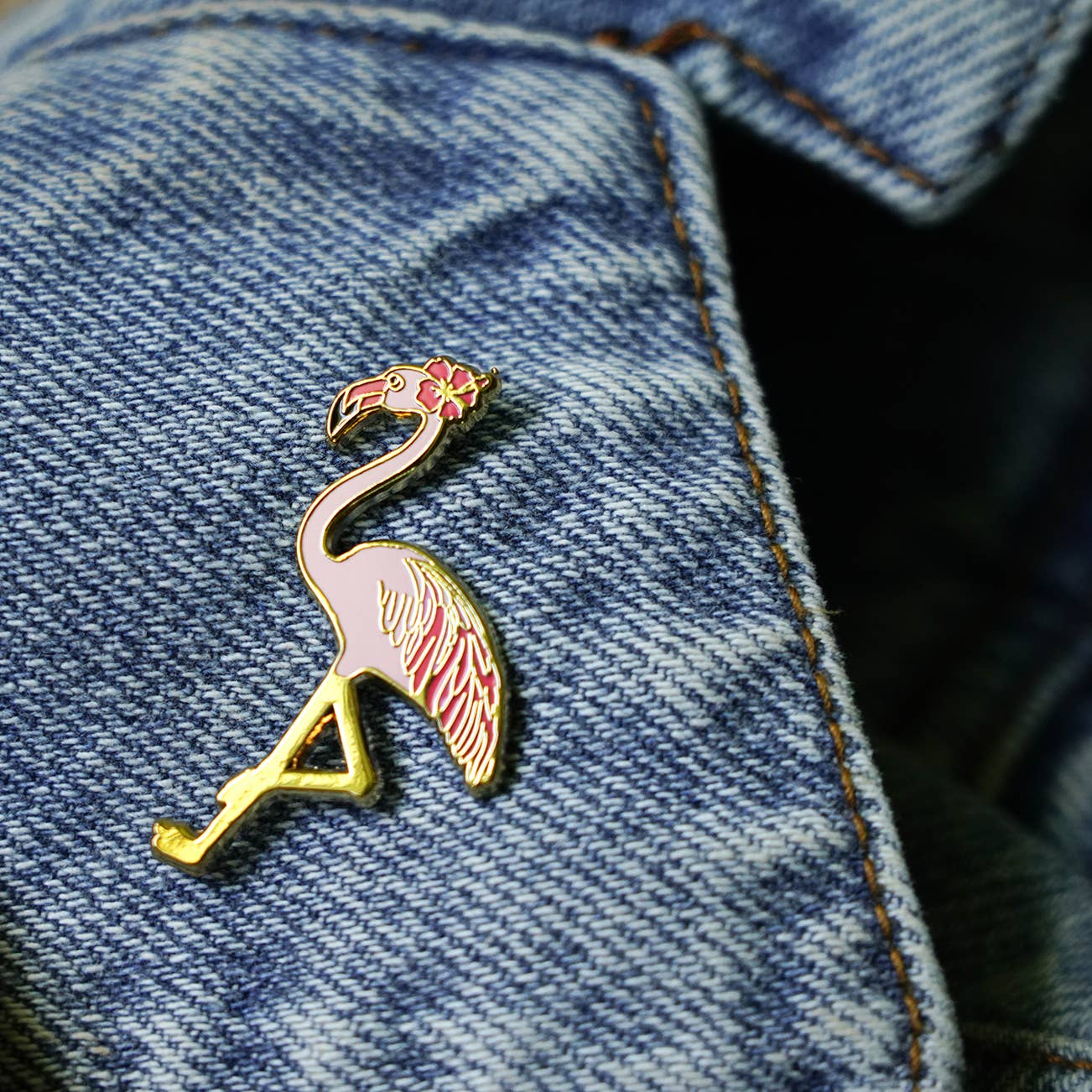 Pink Flamingo Enamel Lapel Pin Tropical