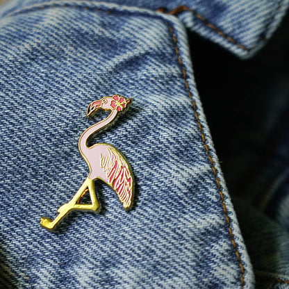 Pink Flamingo Enamel Lapel Pin Tropical