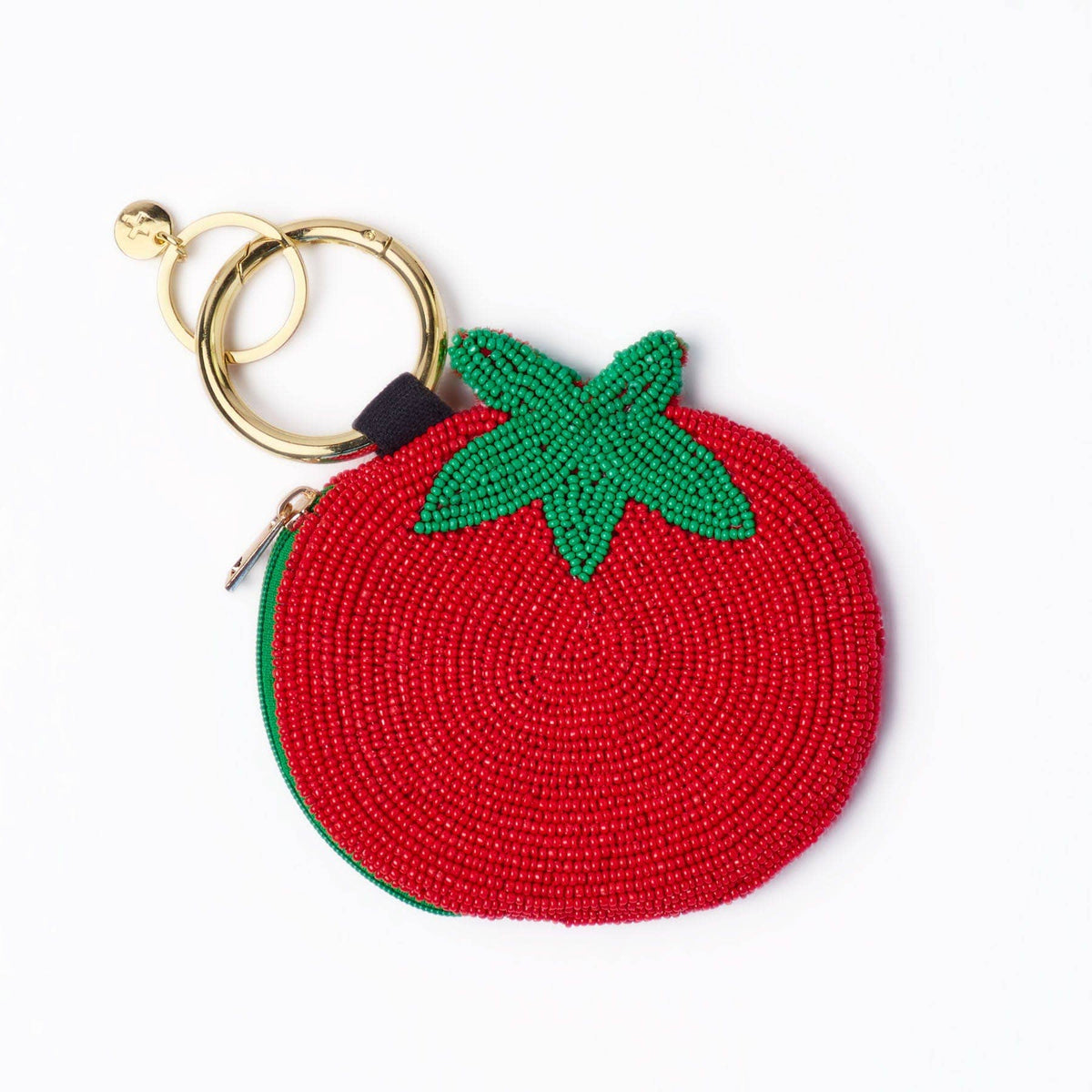 Tomato Beaded Coin Purse with Zipper