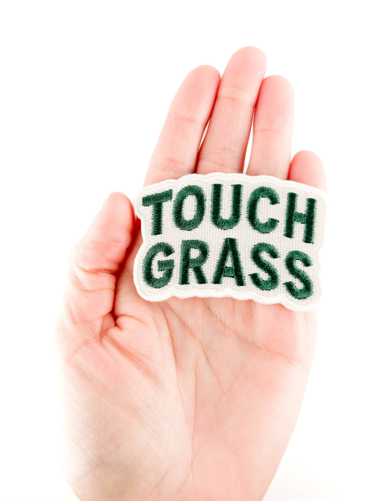 Touch Grass Embroidered Iron-On Patch