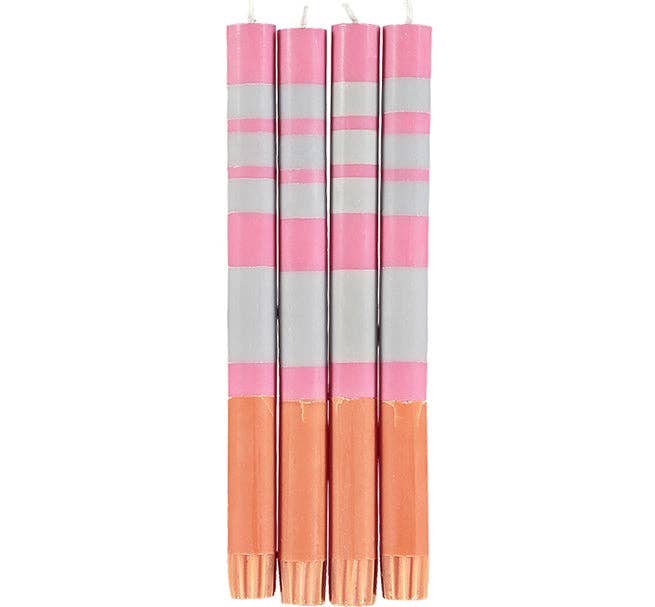Orange, Pink, Blue Stripe Candle Stick