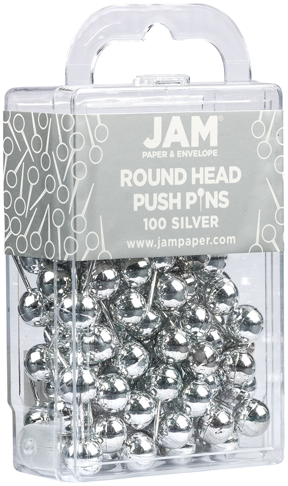 Silver Round Head Push Pins, 100 Pack