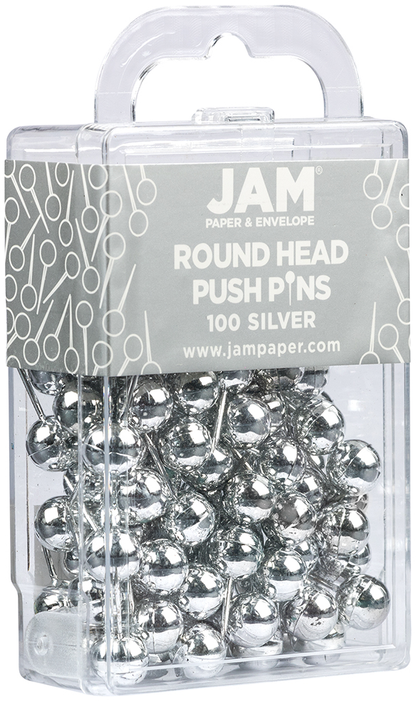 Silver Round Head Push Pins, 100 Pack