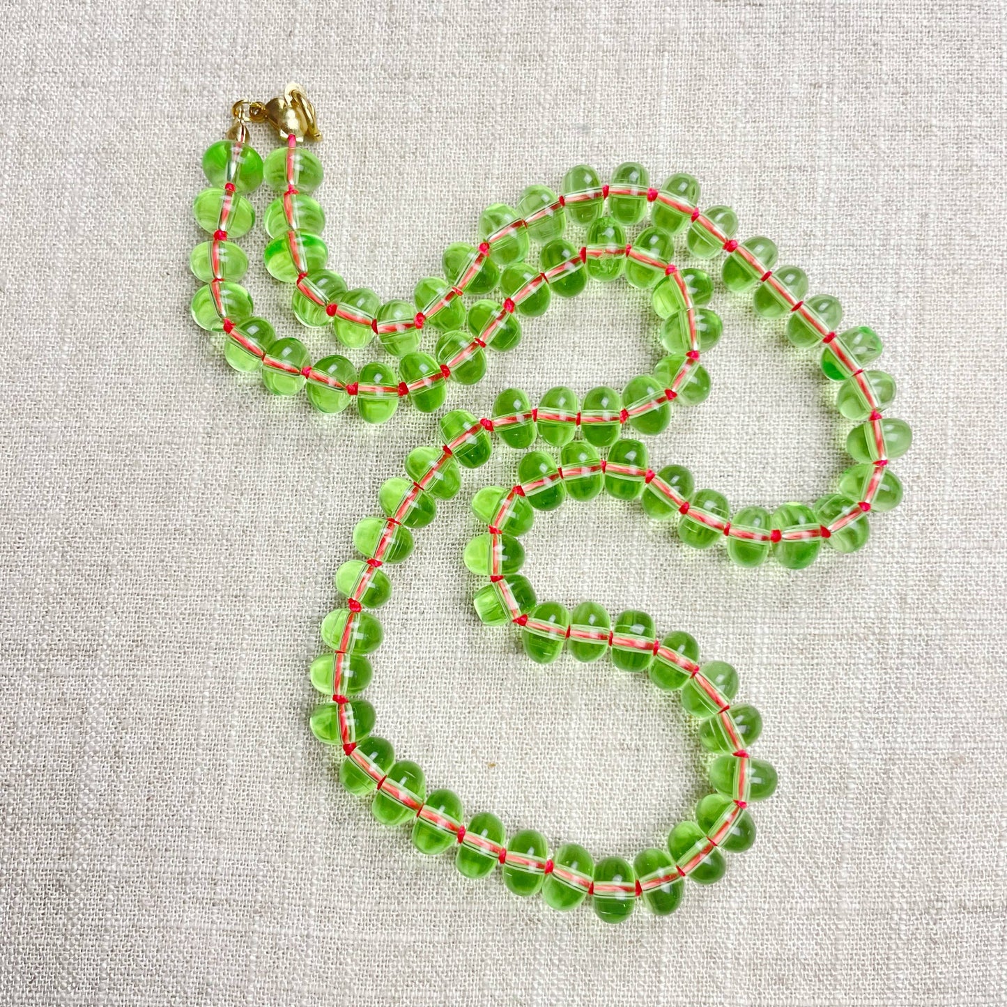 Mint Green Glass Hand-knotted Beaded Necklace