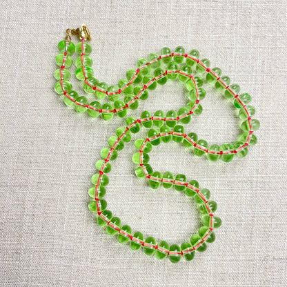 Mint Green Glass Hand-knotted Beaded Necklace