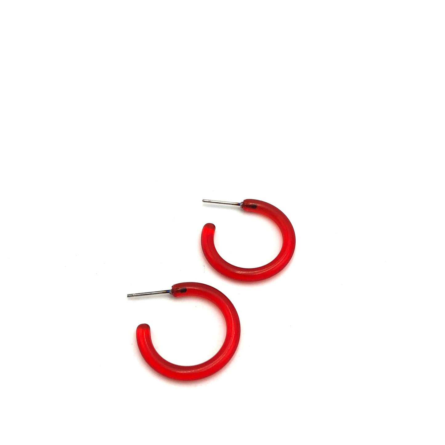 Red Small Jelly Tube Hoop Earrings -1"