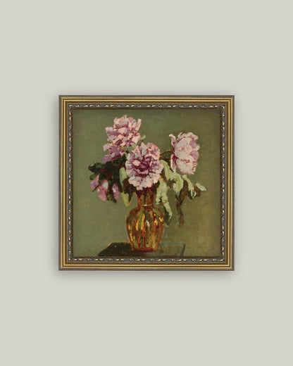 Peonies and Small Yellow Vase Art