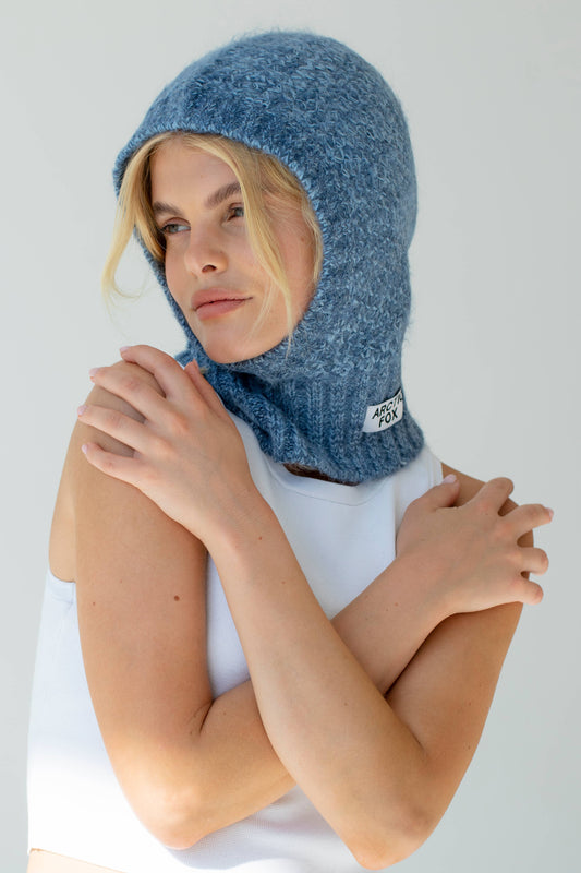 Alpaca Balaclava Fitted Hood - Blue