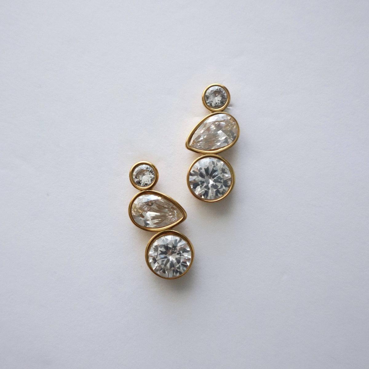 Simone Zirconia Drop Earrings Gold Plated