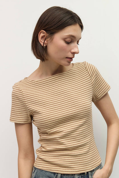 Striped Wide Neck Knit Top