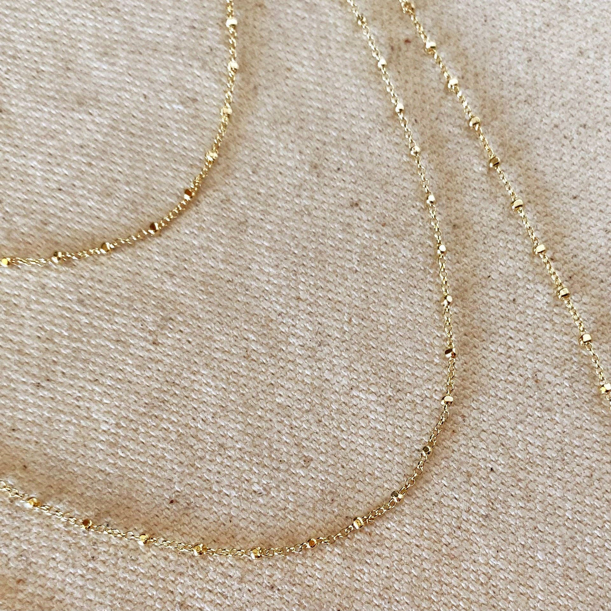 18k Gold Filled Spaced Beaded Chain Necklace