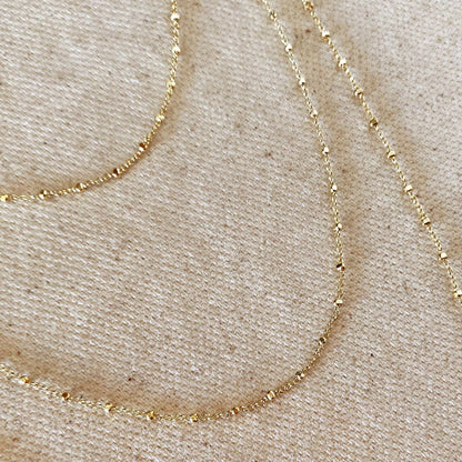 18k Gold Filled Spaced Beaded Chain Necklace