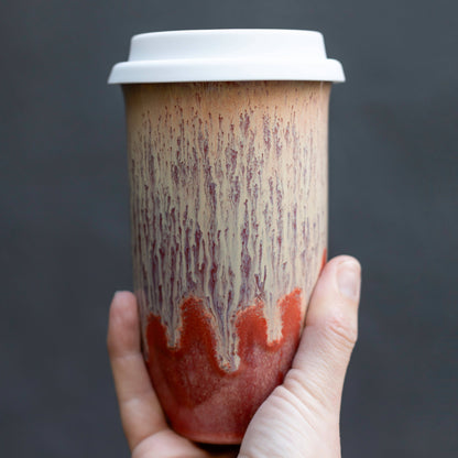 Jupiter Red Ceramic Travel Mug with Lid, 16 oz