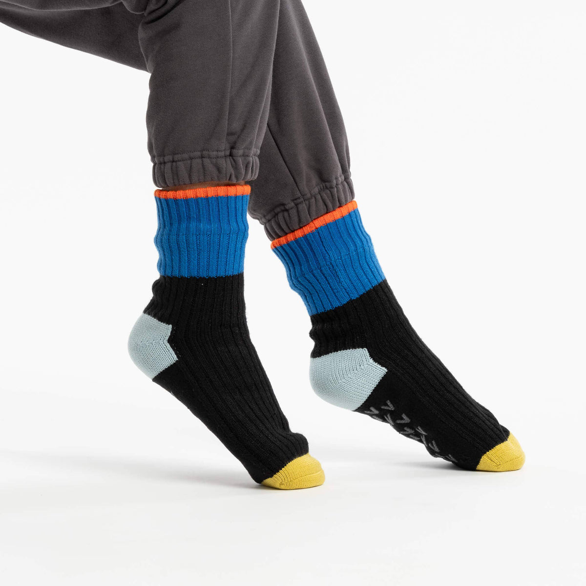 Minima Fleece Lined Knit House Socks Colorblock