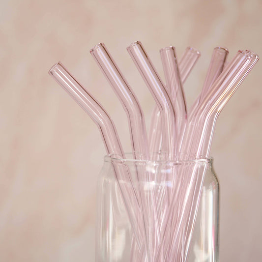 Pink Bent Glass Straw