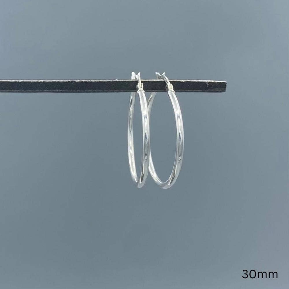 2mm Sterling Silver Tube Hoop Earrings