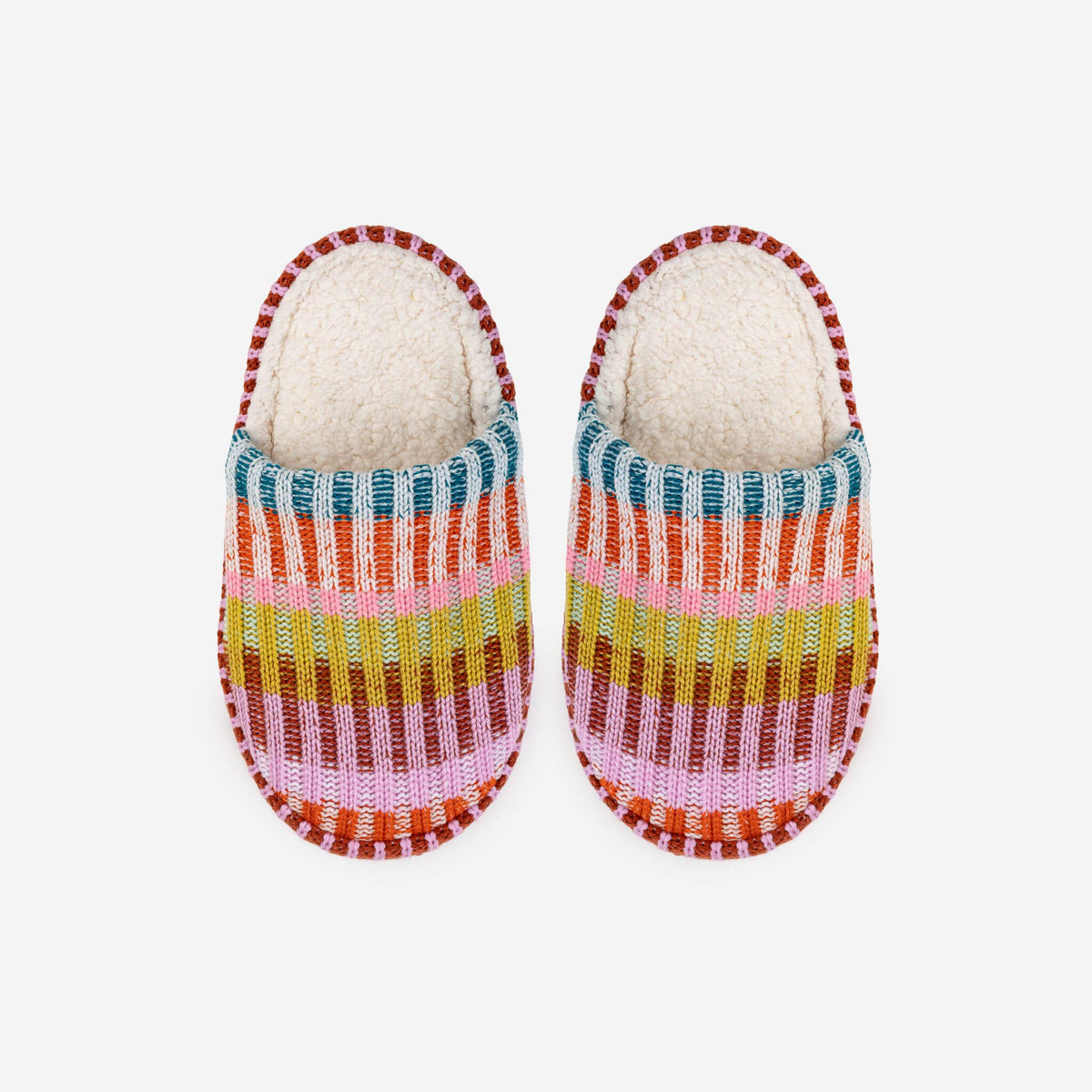 Mosaic Knit Slide Slippers Fleece Lined