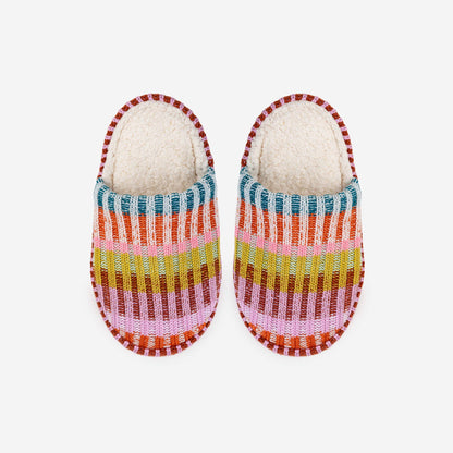 Mosaic Knit Slide Slippers Fleece Lined