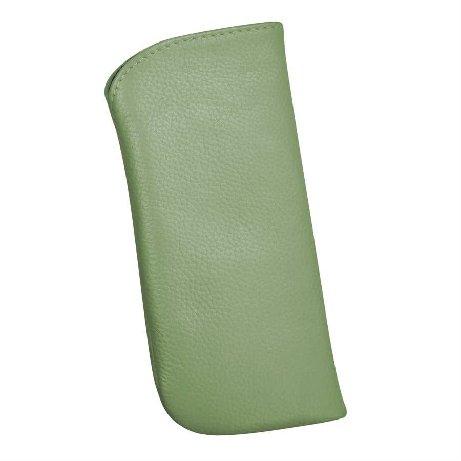 Sage Leather Eyeglass Case Slim Reading Glasses Case