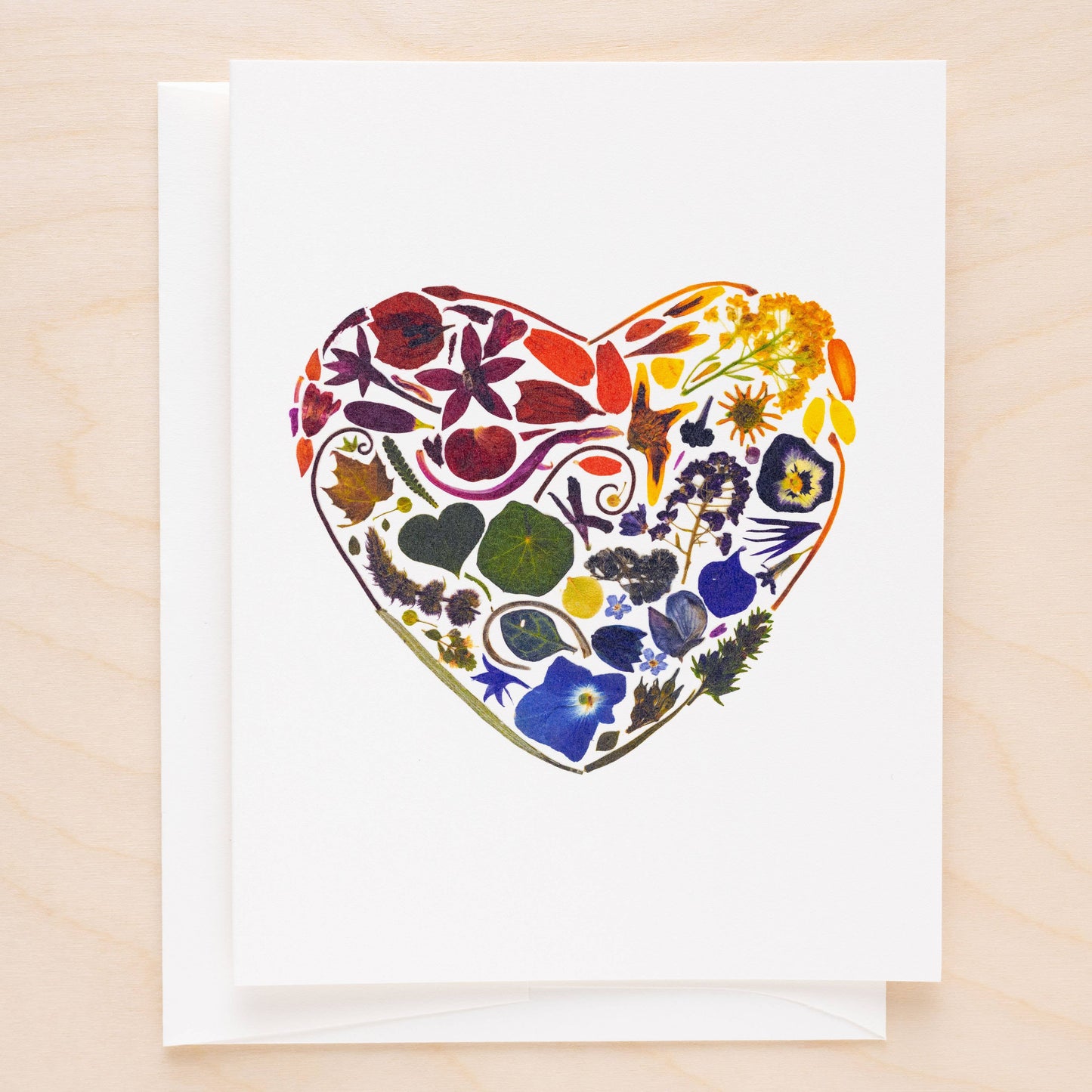 Rainbow Heart Pressed Botanical Greeting Card