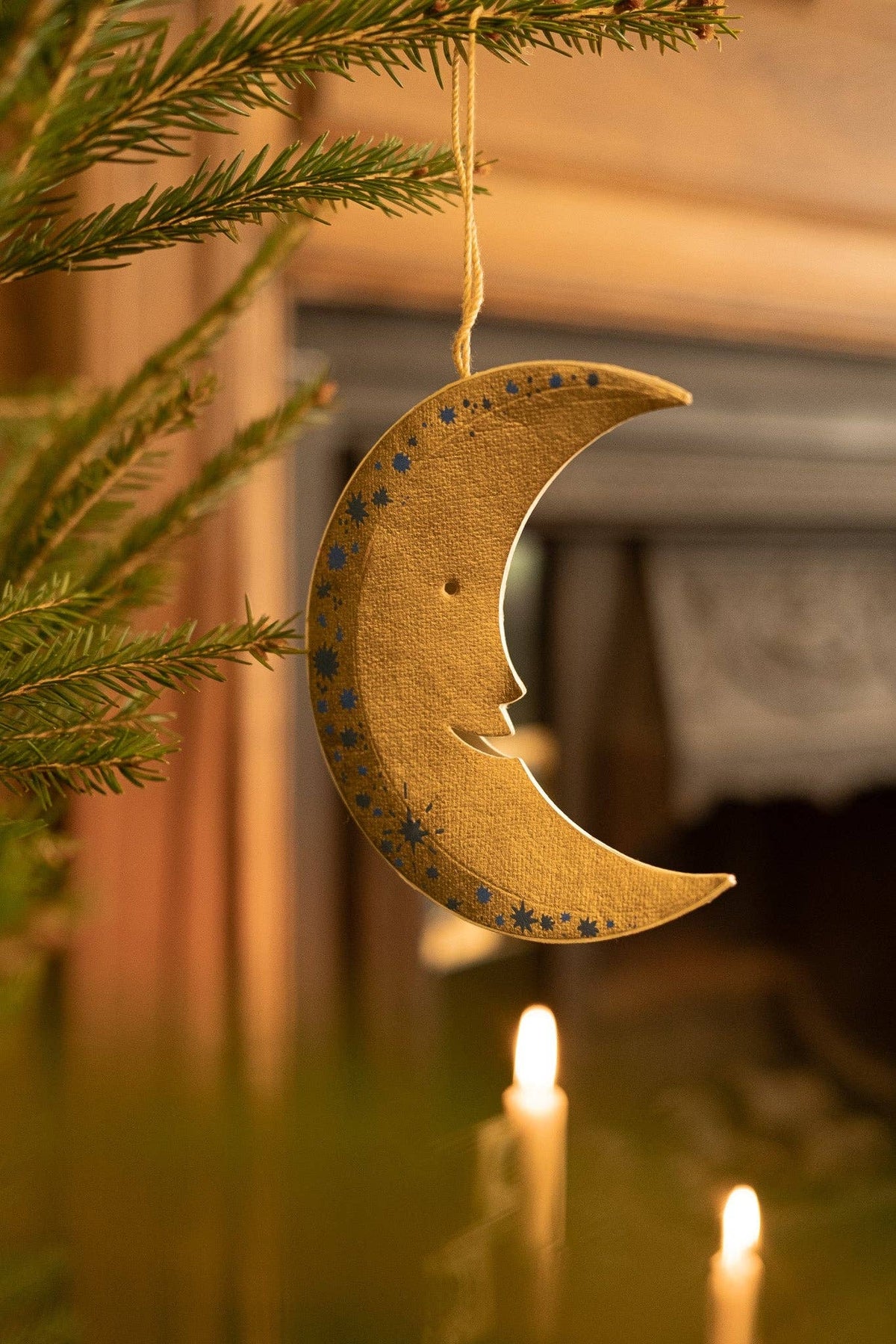 Shimmering Man on the Moon Paper Ornament
