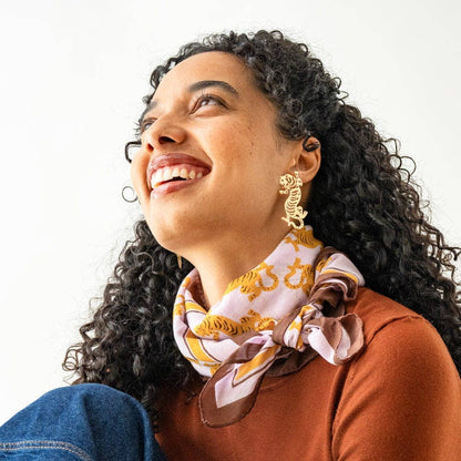 Tiger Print Square Scarf, Cotton
