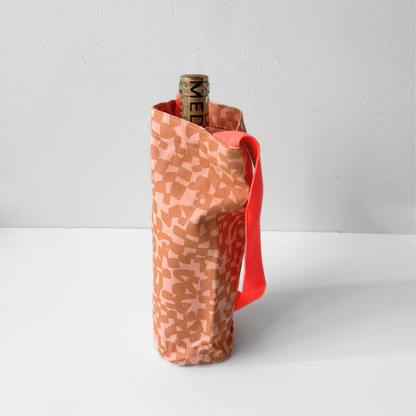 Checks Print Cotton Canvas Wine Tote