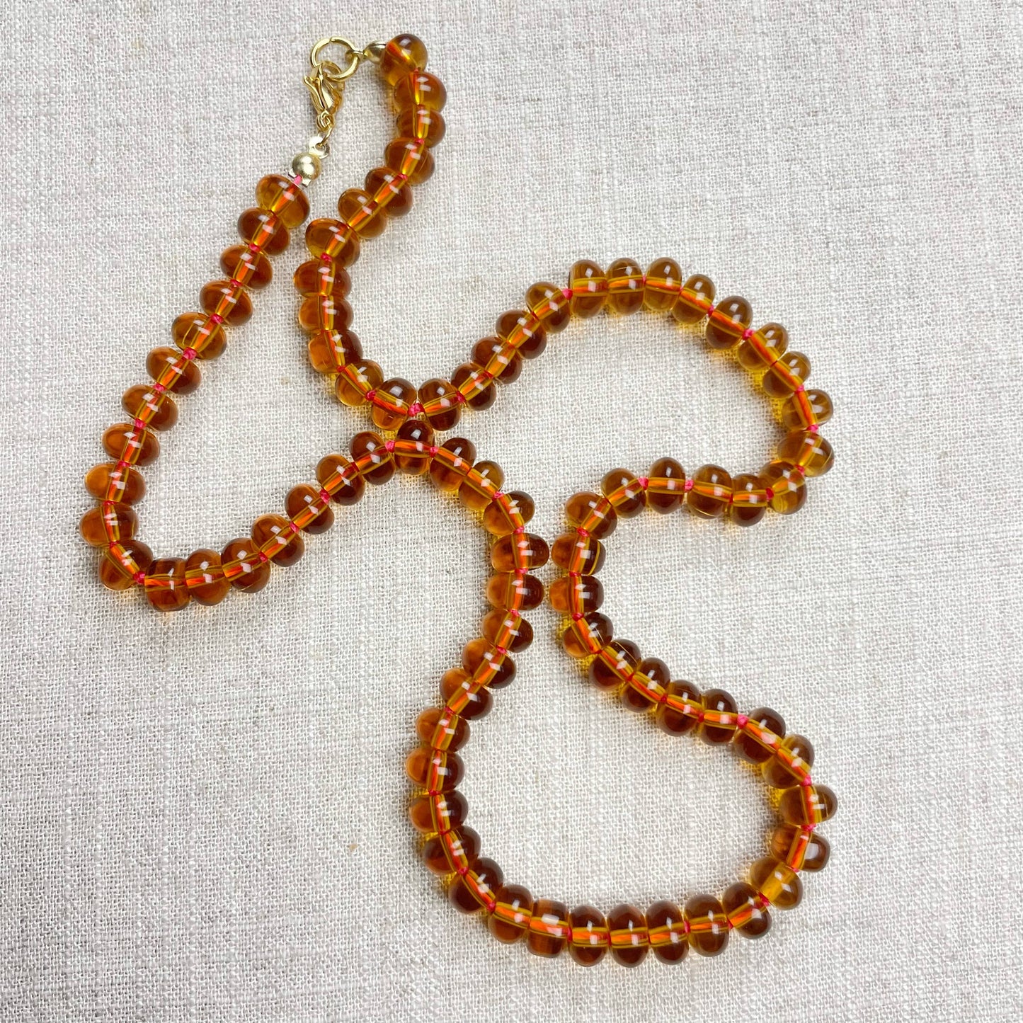 Carmel Brown Glass Hand-knotted Beaded Necklace