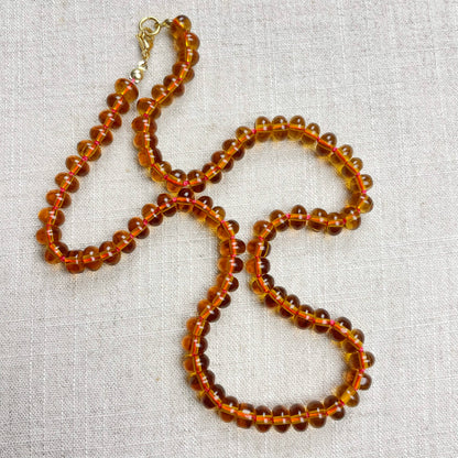 Carmel Brown Glass Hand-knotted Beaded Necklace