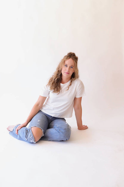 Boxy Crop Tee, White